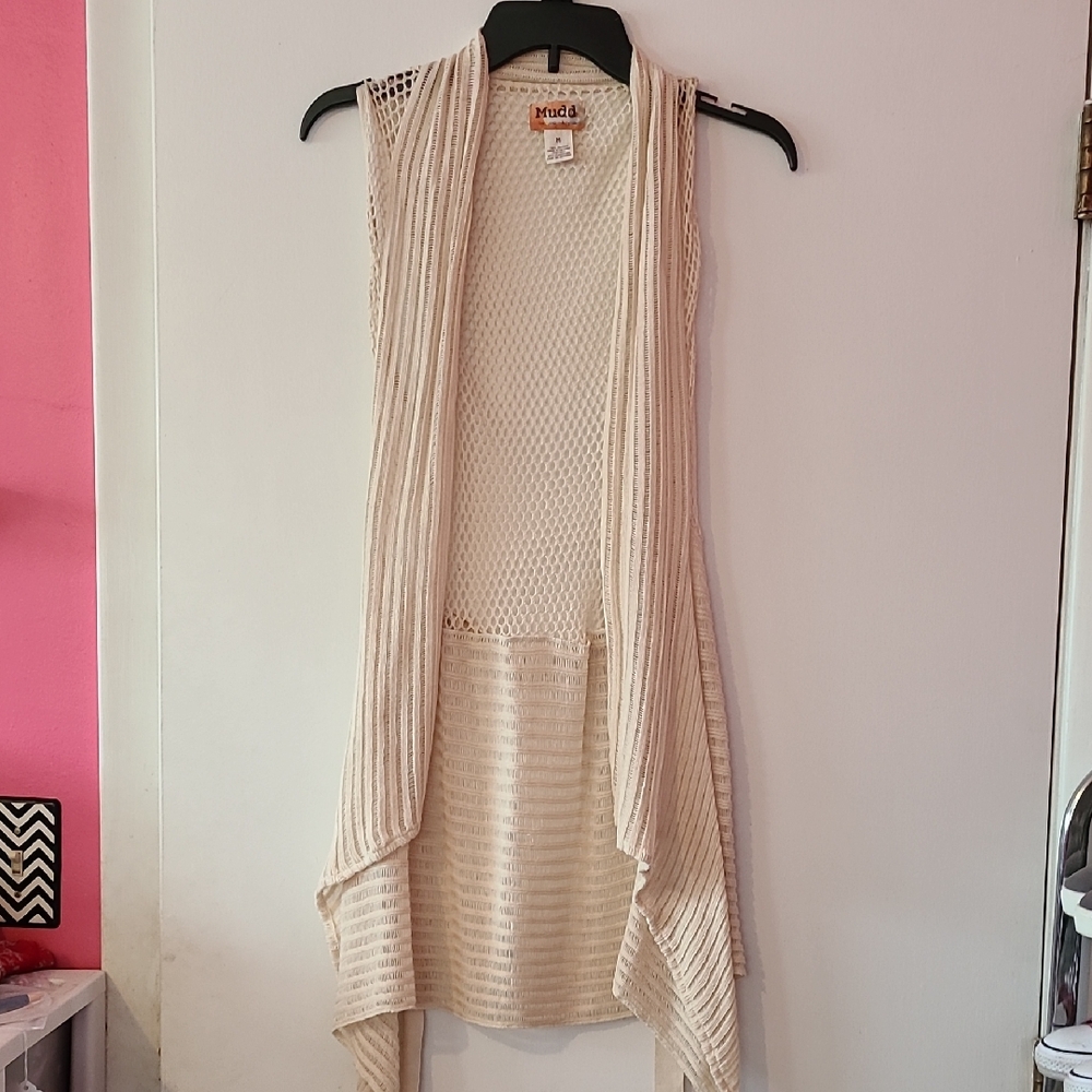 Mudd Cream Cardigan Sweater Ribbed Knit Minimalist
